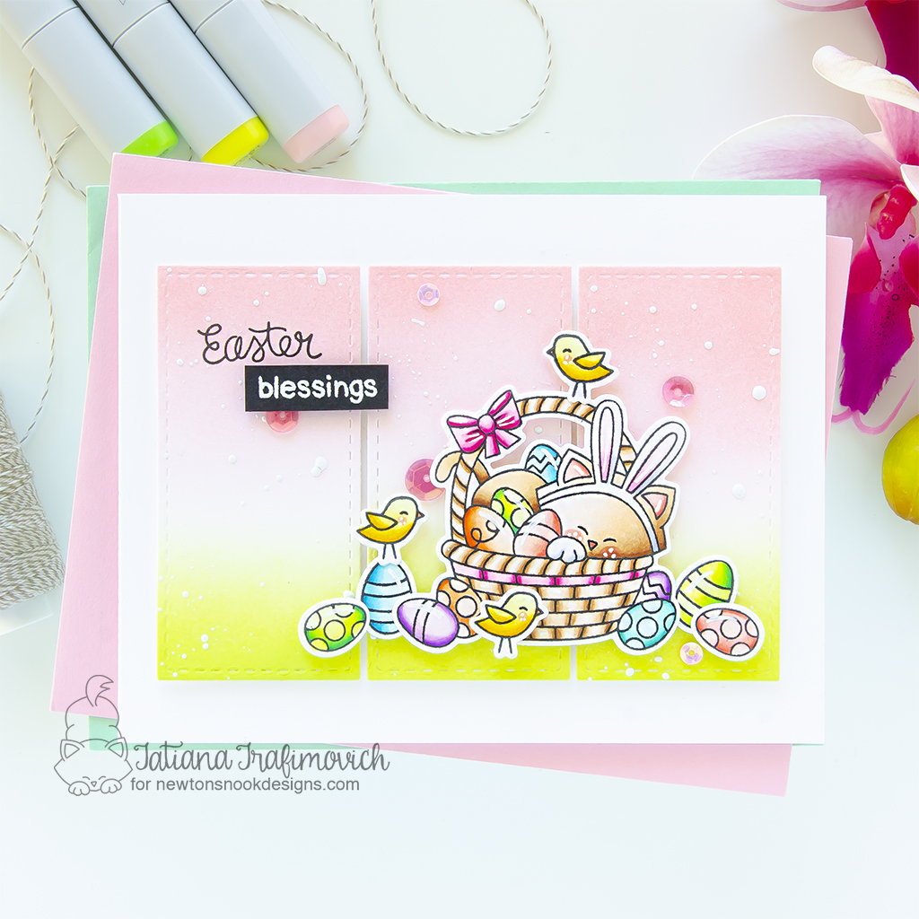 Easter Blessings #handmade card by Tatiana Trafimovich #tatianagraphicdesign #tatianacraftandart - Newton's Easter Basket Stamp Set by Newton's Nook Designs #newtonsnook