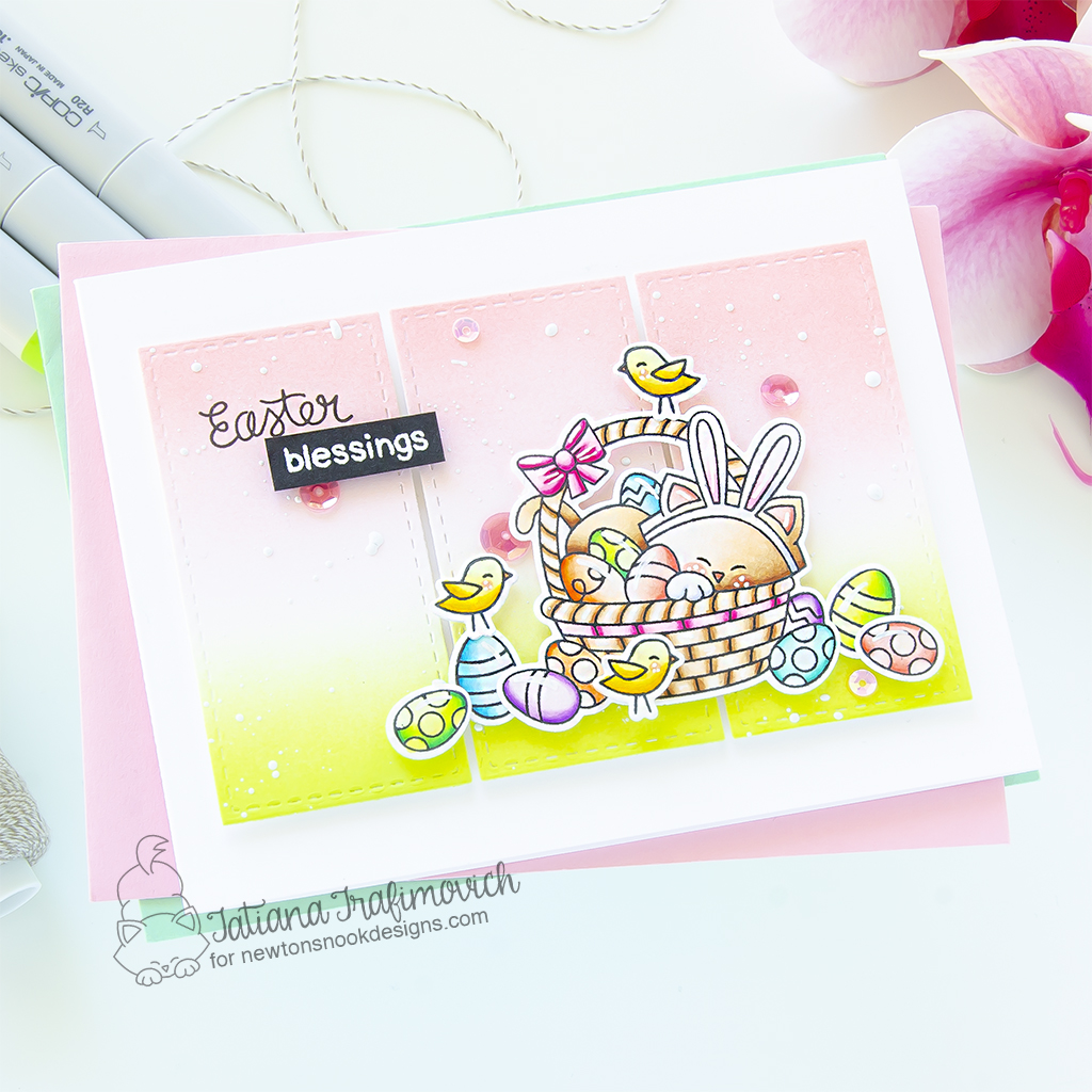 Easter Blessings #handmade card by Tatiana Trafimovich #tatianagraphicdesign #tatianacraftandart - Newton's Easter Basket Stamp Set by Newton's Nook Designs #newtonsnook