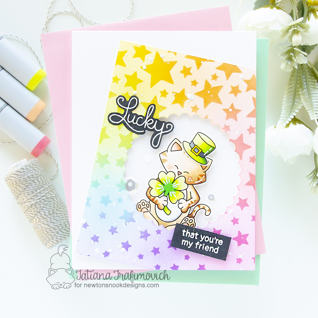 Lucky Than You're My Friend #handmade card by Tatiana Trafimovich #tatianagraphicdesign #tatianacraftandart - Newton's Lucky Clover Stamp Set by Newton's Nook Designs #newtonsnook