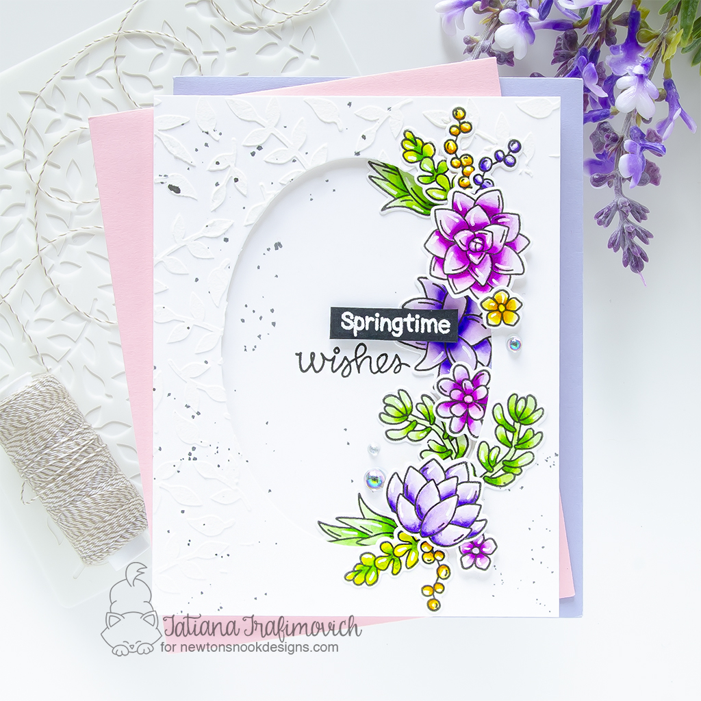 Spring Wishes #handmade card by Tatiana Trafimovich #tatianagraphicdesign #tatianacraftandart - Succulent Garden Stamp Set by Newton's Nook Designs #newtonsnook