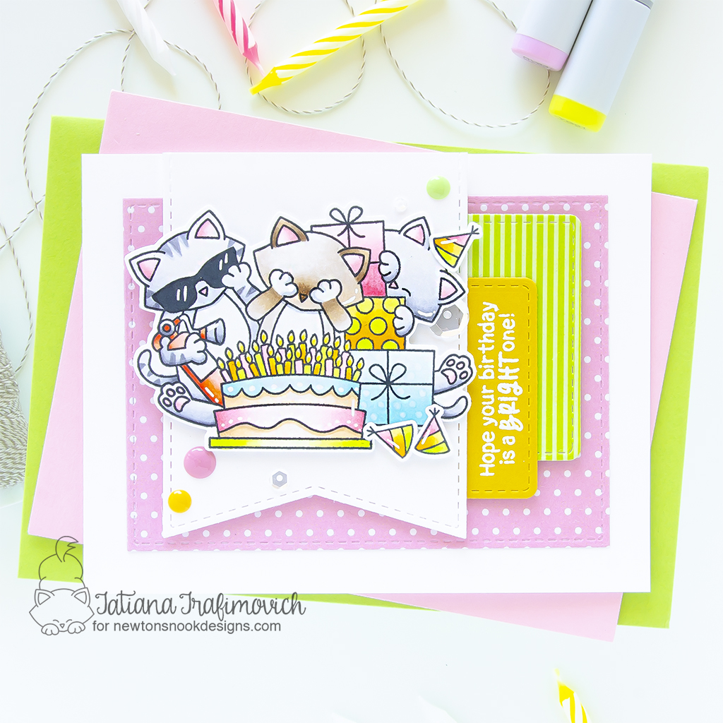 Handmade birthday card by Tatiana Trafimovich #tatianagraphicdesign #tatianacraftandart - Basic Frames Die Set by Newton's Nook Designs #newtonsnook