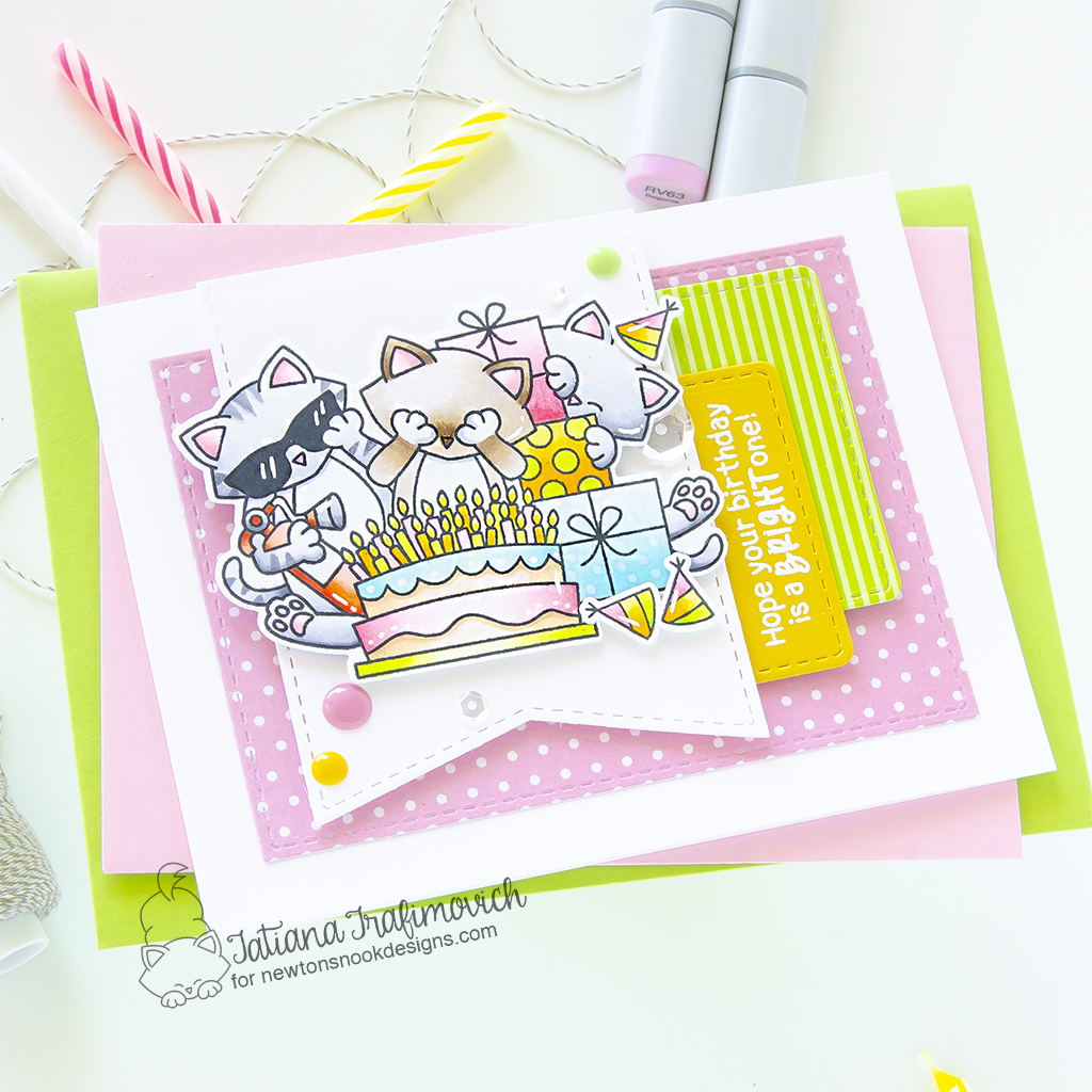 Handmade birthday card by Tatiana Trafimovich #tatianagraphicdesign #tatianacraftandart - Basic Frames Die Set by Newton's Nook Designs #newtonsnook