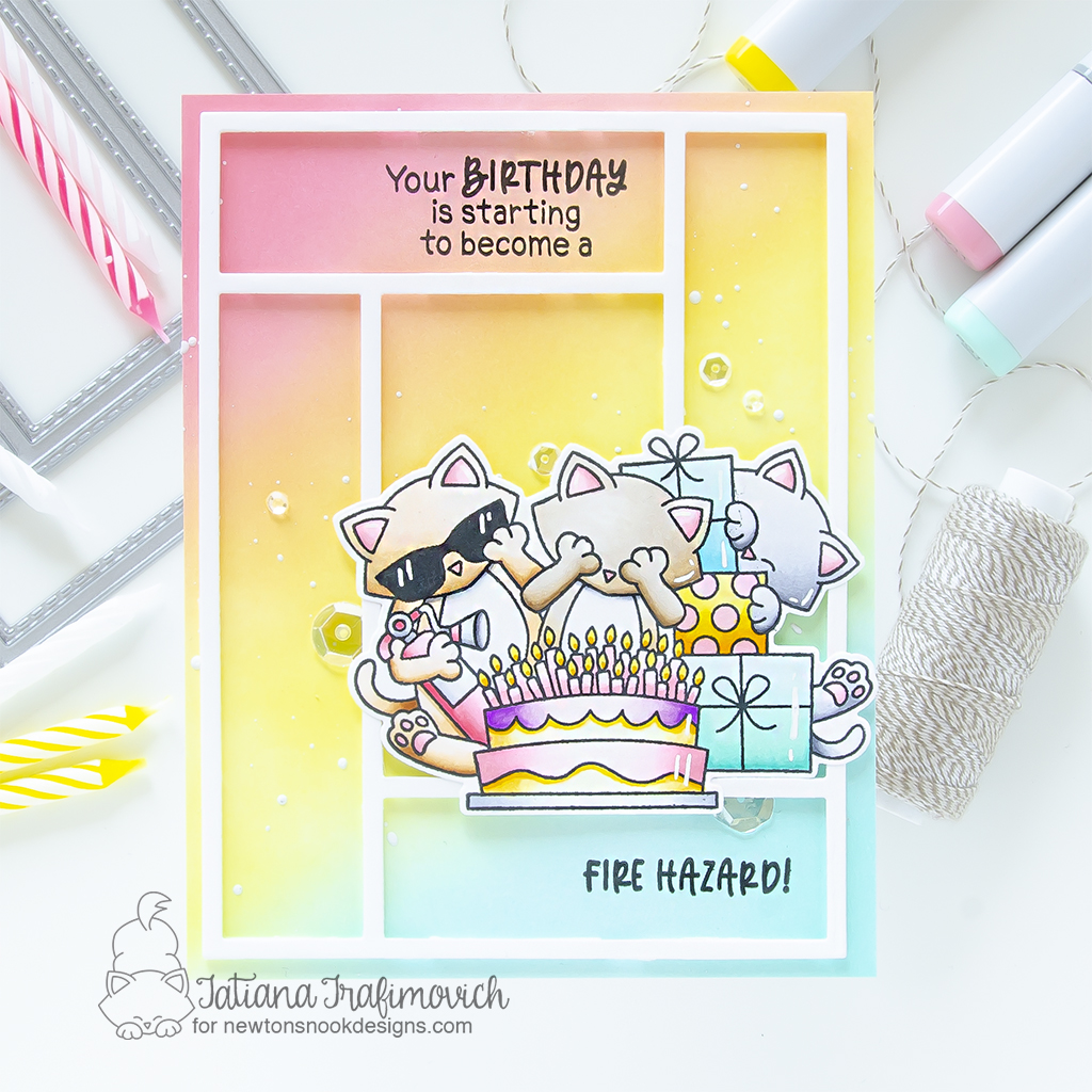 Handmade birthday card by Tatiana Trafimovich #tatianagraphicdesign #tatianacraftandart - Newton's Bright Birthday Stamp Set by Newton's Nook Designs #newtonsnook