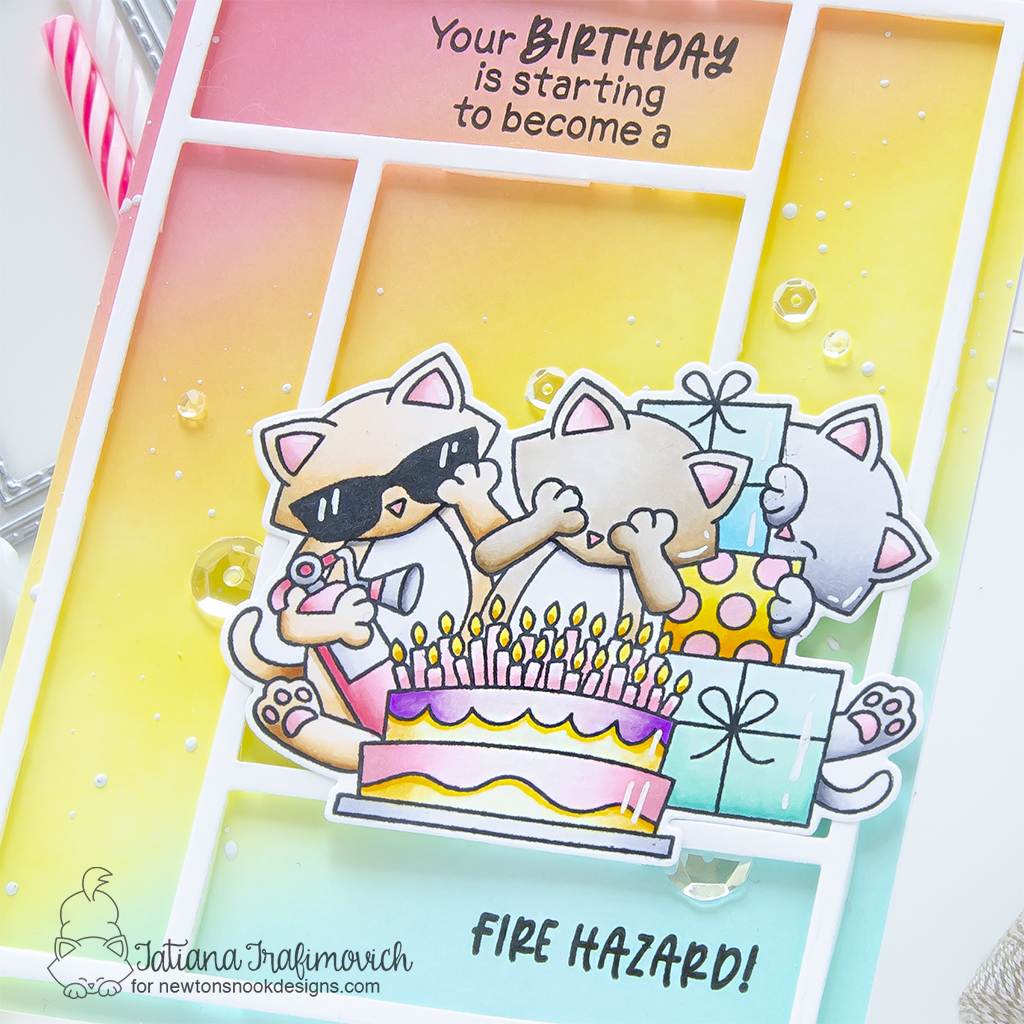 Handmade birthday card by Tatiana Trafimovich #tatianagraphicdesign #tatianacraftandart - Newton's Bright Birthday Stamp Set by Newton's Nook Designs #newtonsnook