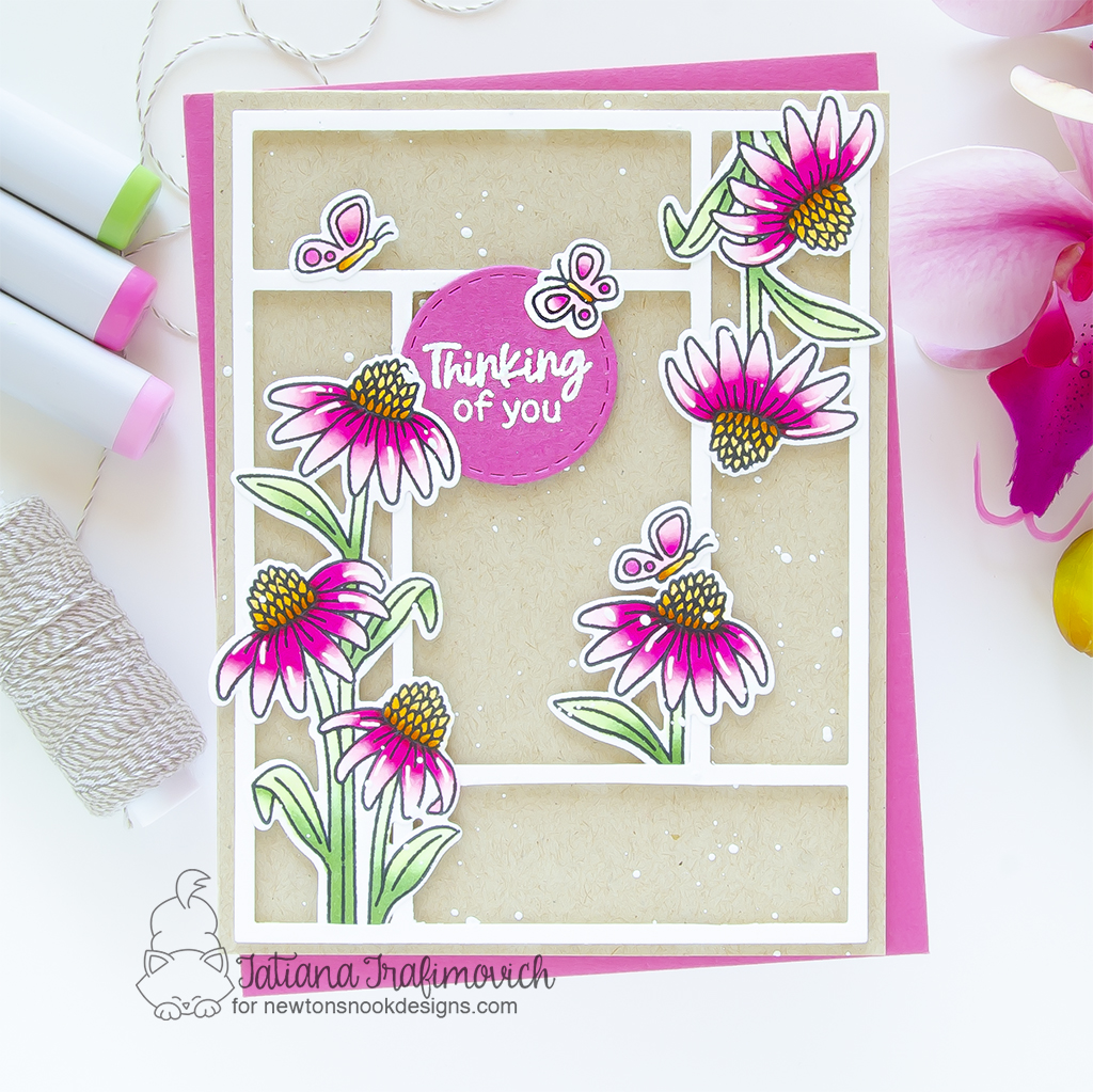 Thinking of You handmade card by Tatiana Trafimovich #tatianagraphicdesign #tatianacraftandart - Floral Delights Stamp Set by Newton's Nook Designs #newtonsnook