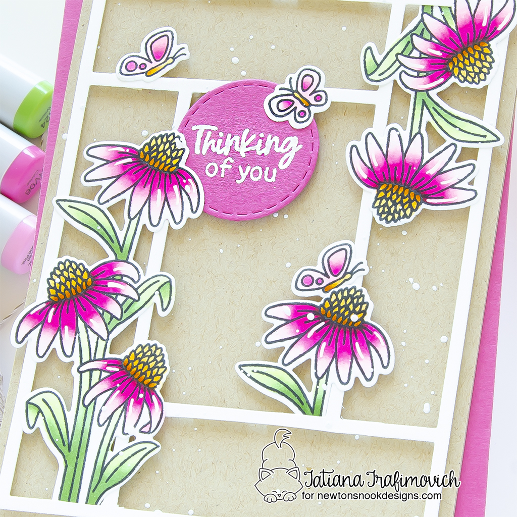 Thinking of You handmade card by Tatiana Trafimovich #tatianagraphicdesign #tatianacraftandart - Floral Delights Stamp Set by Newton's Nook Designs #newtonsnook