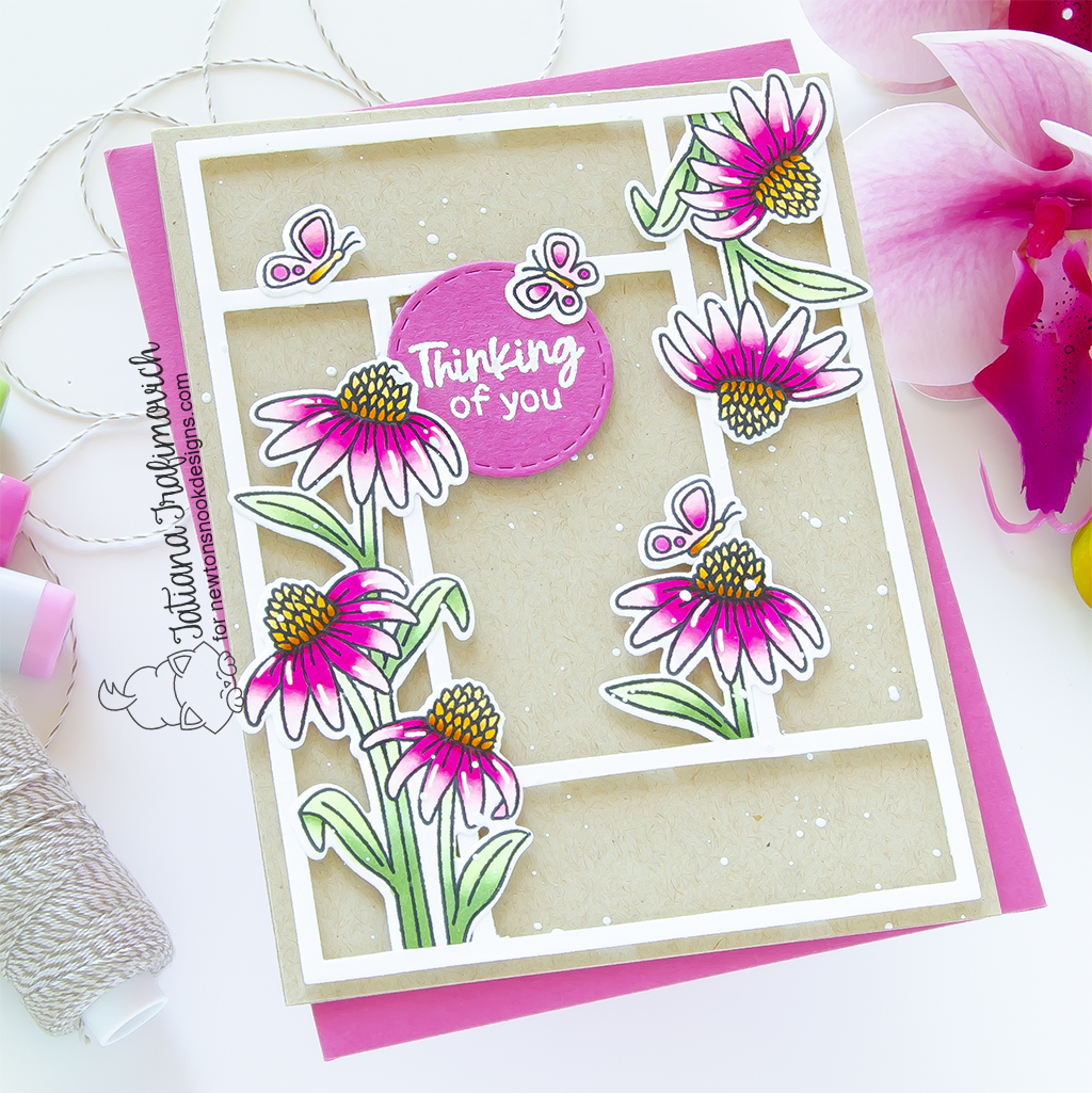 Thinking of You handmade card by Tatiana Trafimovich #tatianagraphicdesign #tatianacraftandart - Floral Delights Stamp Set by Newton's Nook Designs #newtonsnook