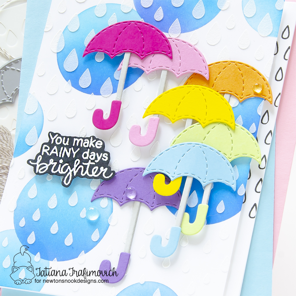 Spring umbrellas handmade card by Tatiana Trafimovich #tatianagraphicdesign #tatianacraftandart - Umbrella Pals Die Set by Newton's Nook Designs #newtonsnook
